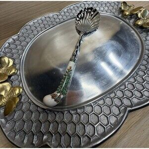 Spode England Christmas Tree 11" Long Shell Shaped Stainless Serving Spoon